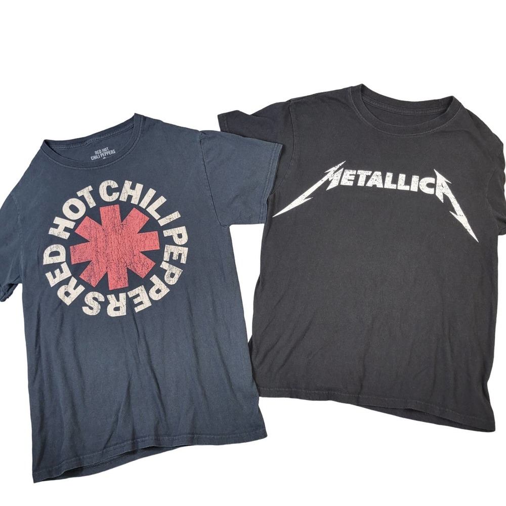 Red Hot Chili Peppers & Metallica T-Shirt Lot of 2 Boys Sz Sm Short Sleeve Black